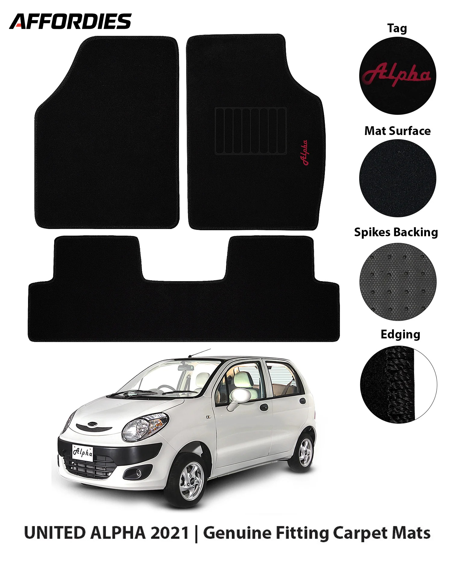 United Alpha 2021-Present Executive Side Logo Car Floor Mats