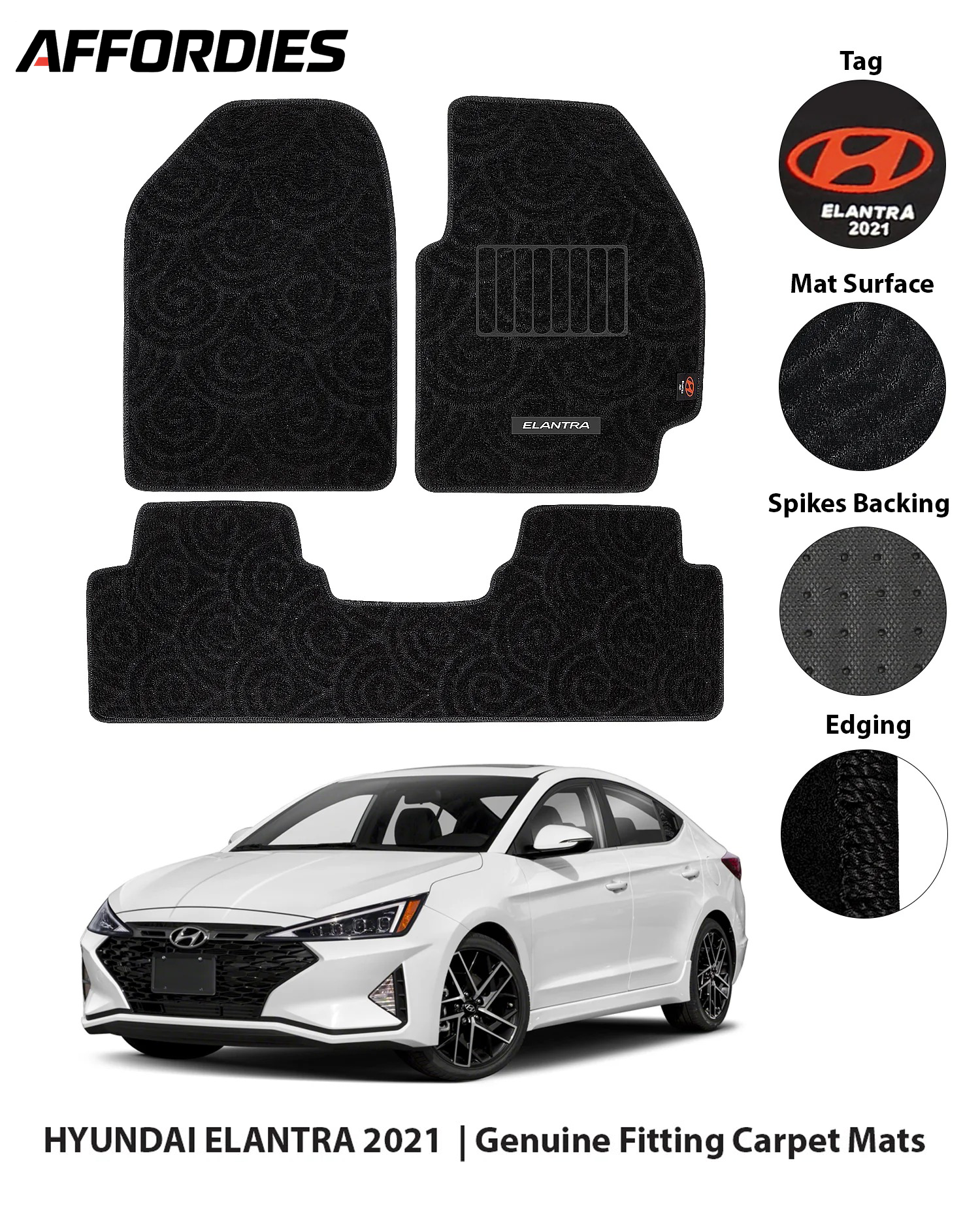 Hyundai Elantra 2021-Present Premium Carpet Car Floor Mats