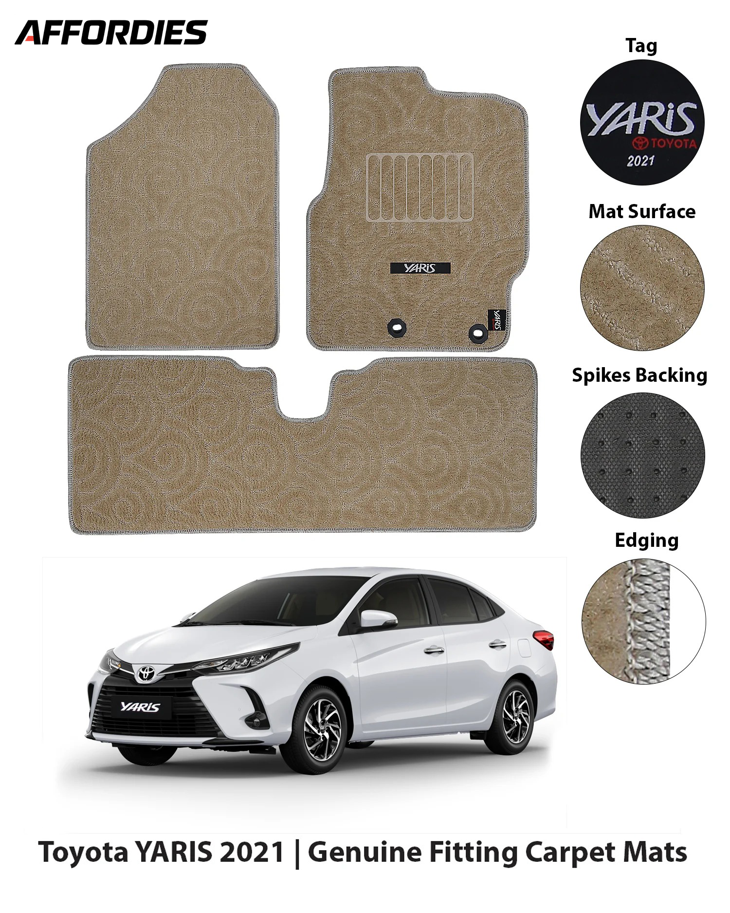 Toyota Yaris 2021-Present Premium Carpet Car Floor Mats