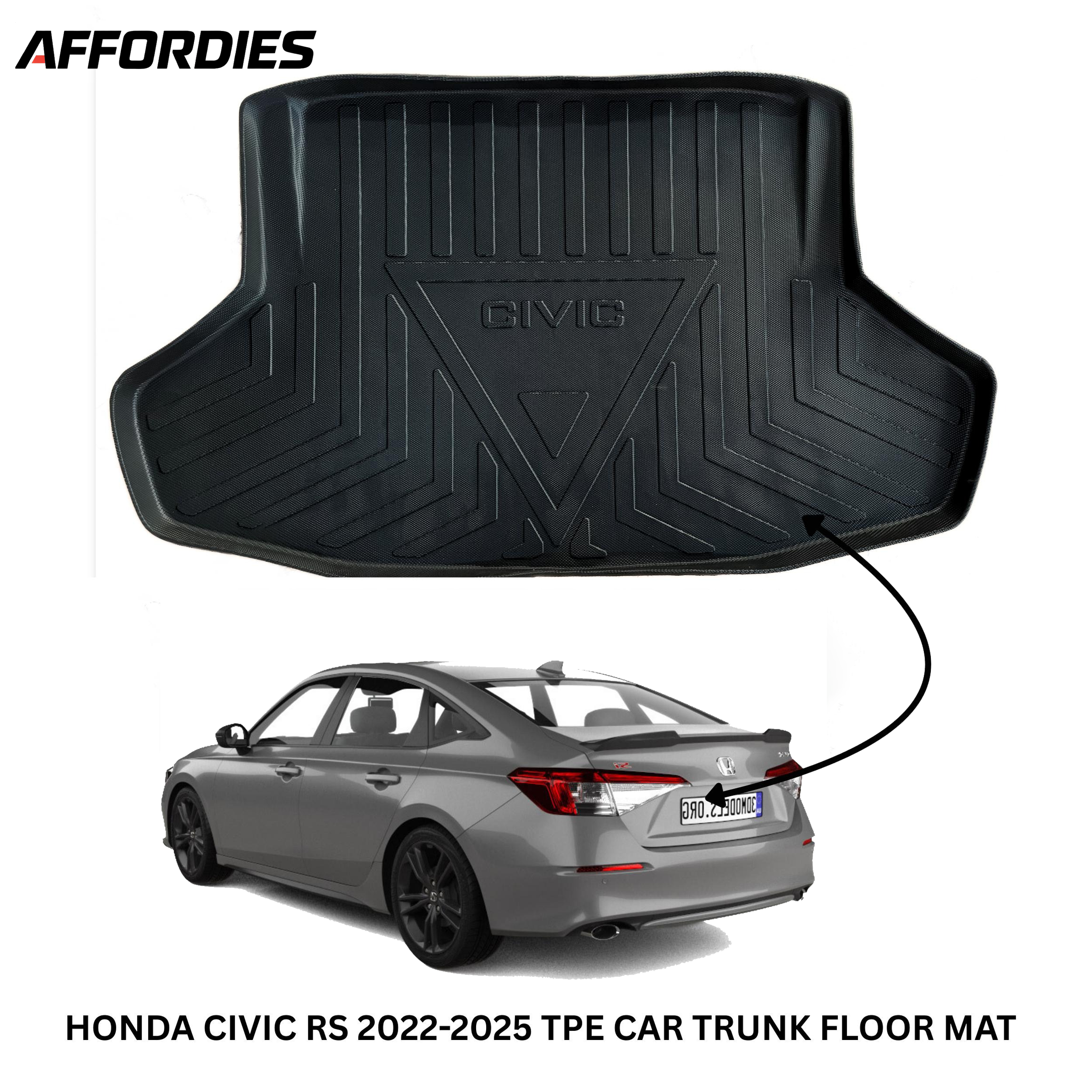 Honda Civic RS 2022–2024 9D TPE Trunk Mat