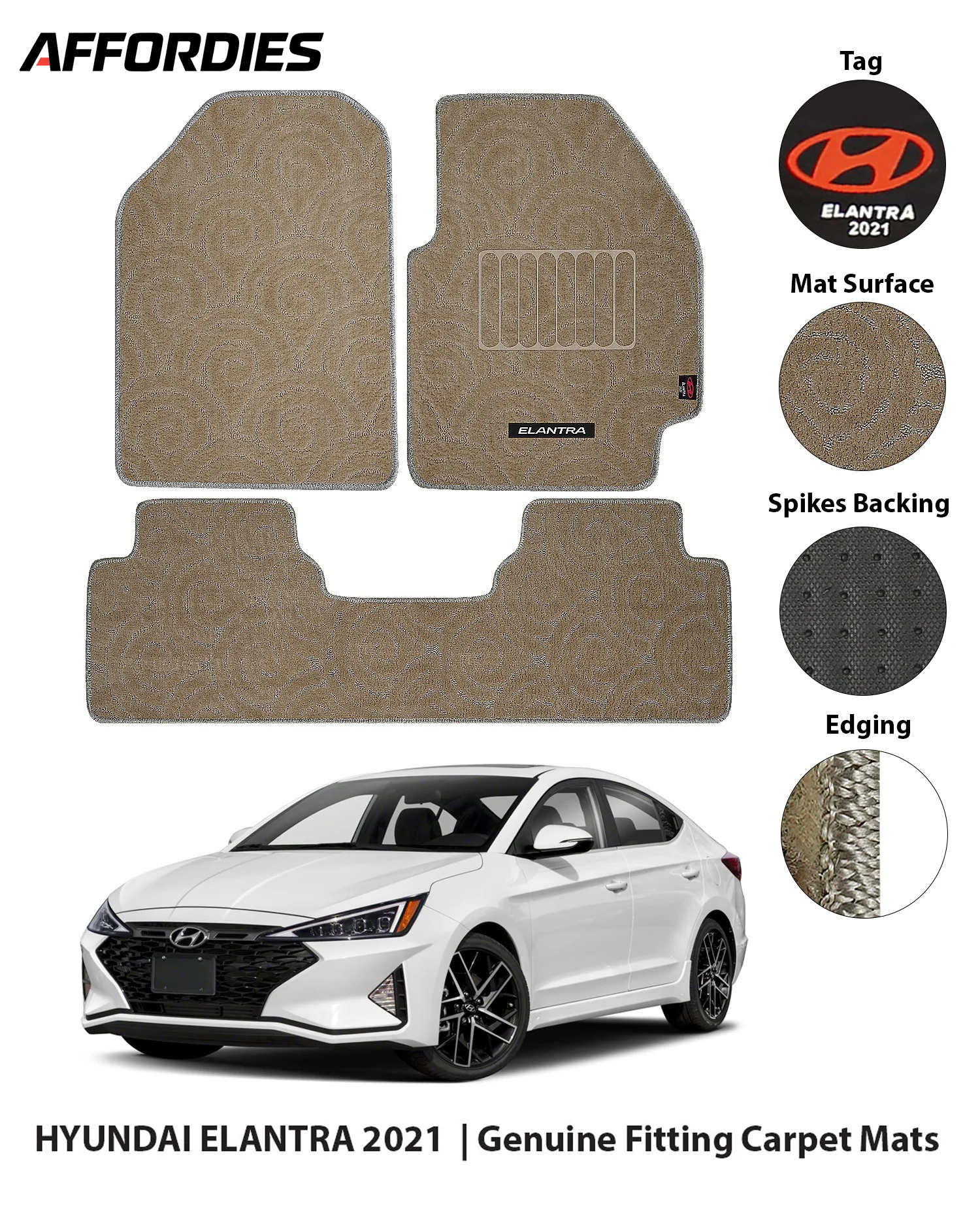 Hyundai Elantra 2021-Present Premium Carpet Car Floor Mats
