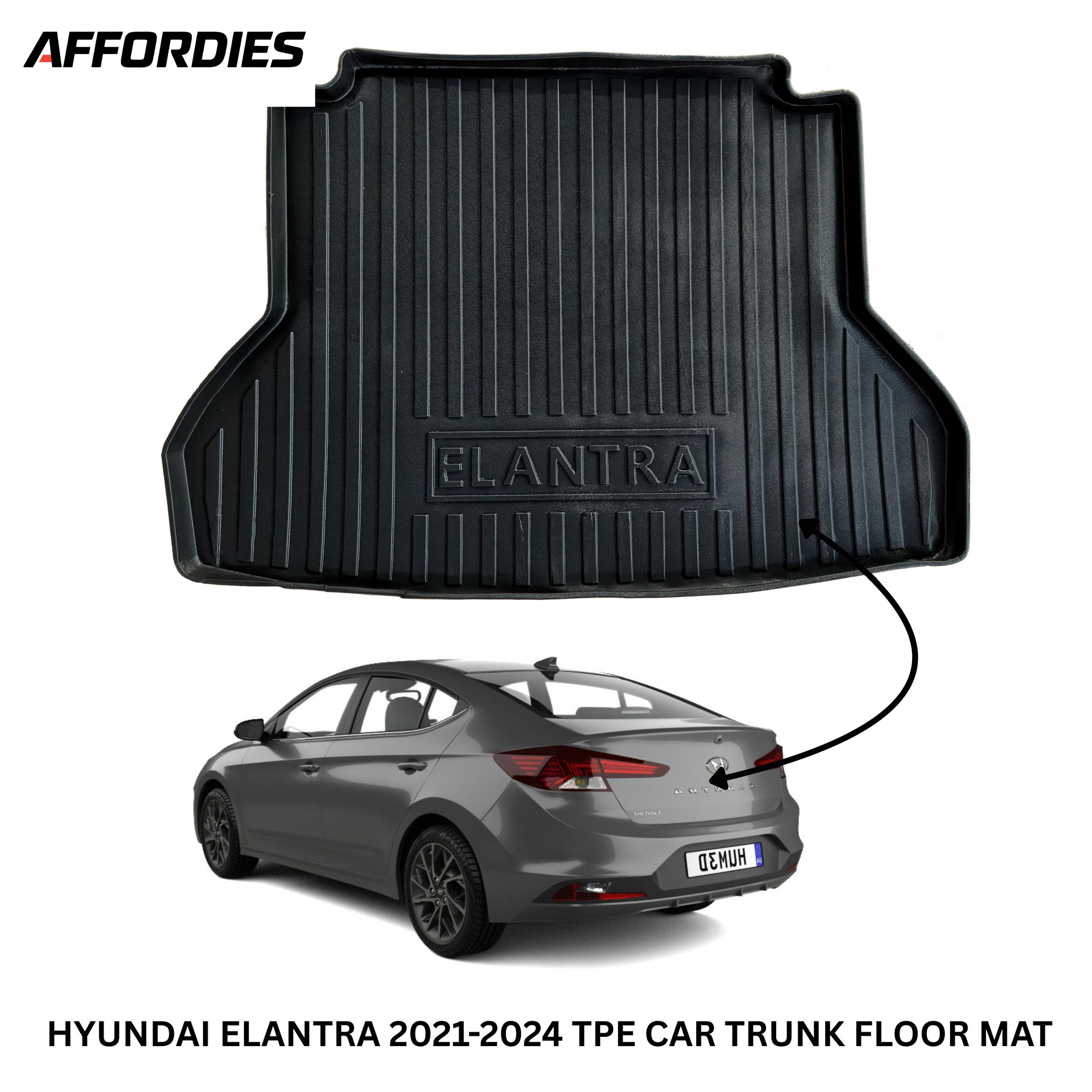 Hyundai Elantra 2021–2024 9D TPE Trunk Mat