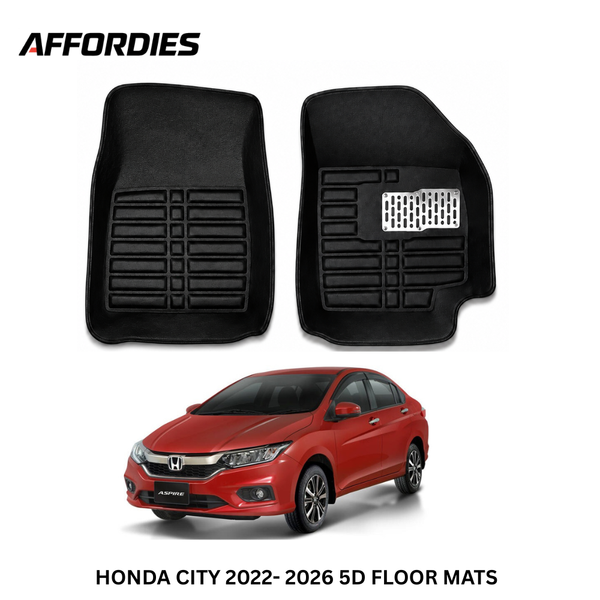Affordies Honda City 5D Floor Mats Black (2022–2026) | Custom Fit Waterproof Car Floor Mats