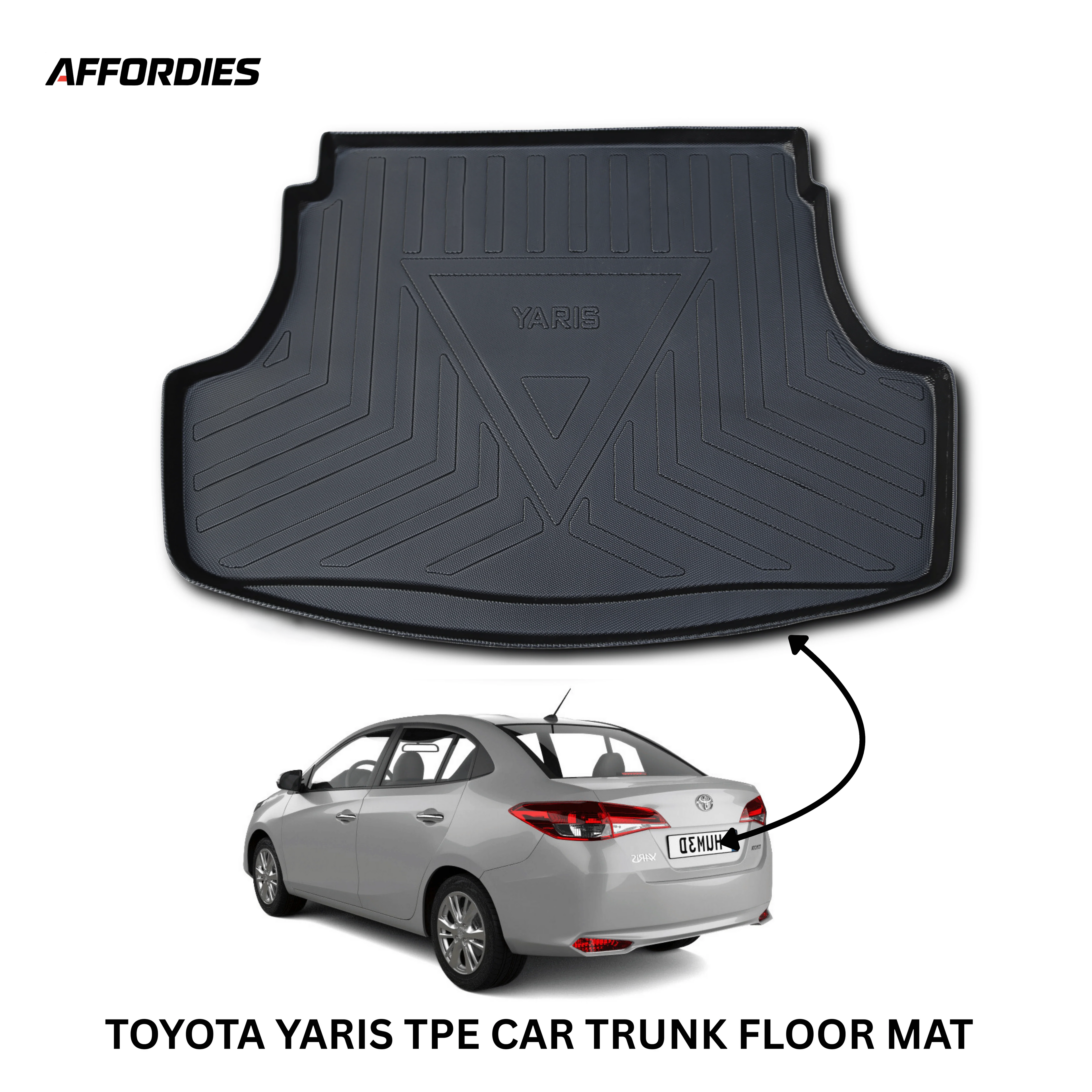 Toyota Yaris 2021-Present TPE Plastic Car Trunk Mat