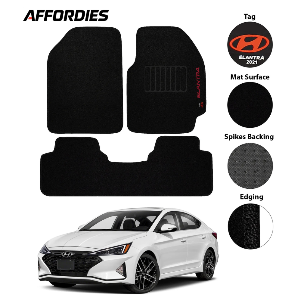 Hyundai Elantra 2021-2024 Side Logo Executive Carpet Car Floor Mats