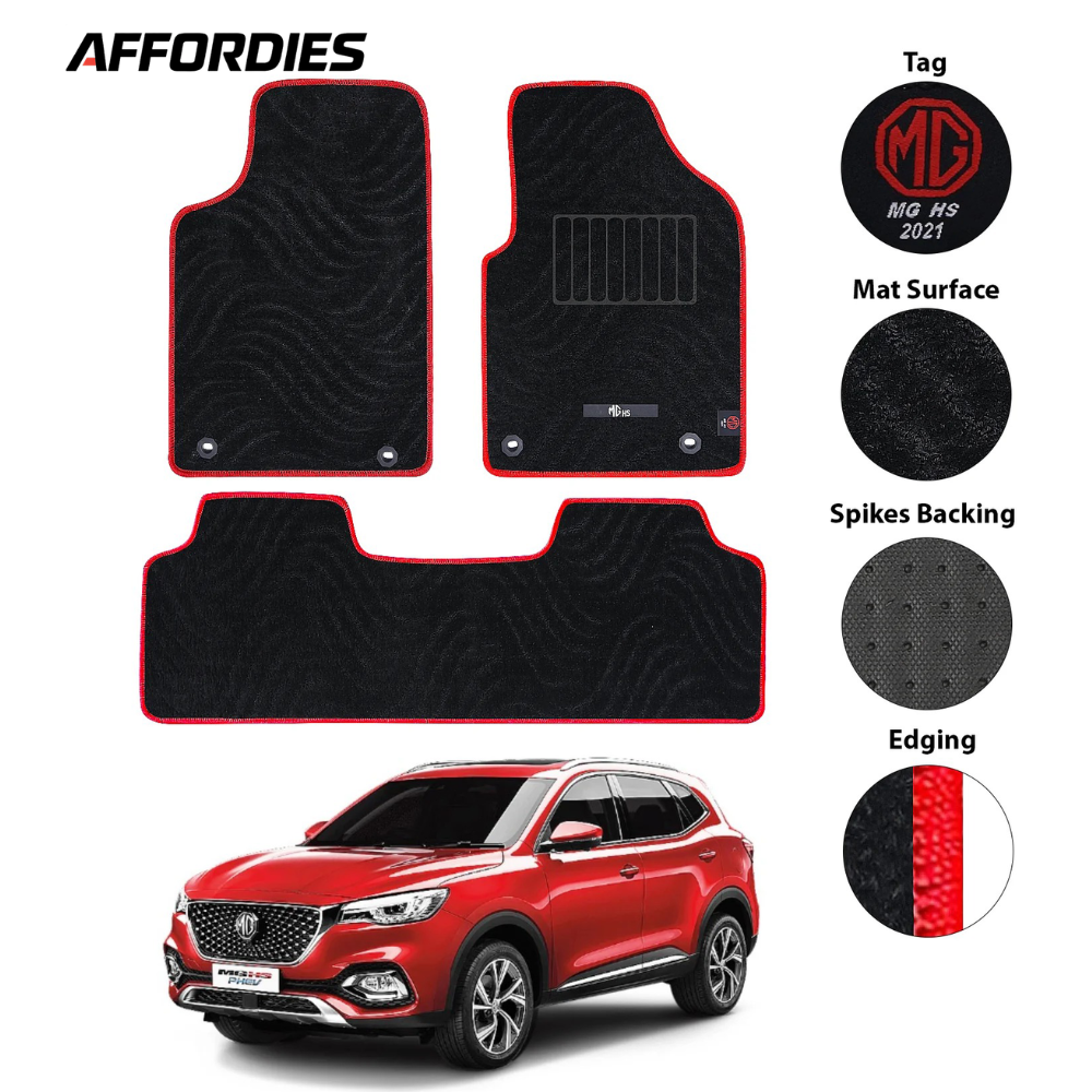 MG HS 2021-Present Premium Carpet Red Outline Car Floor Mat