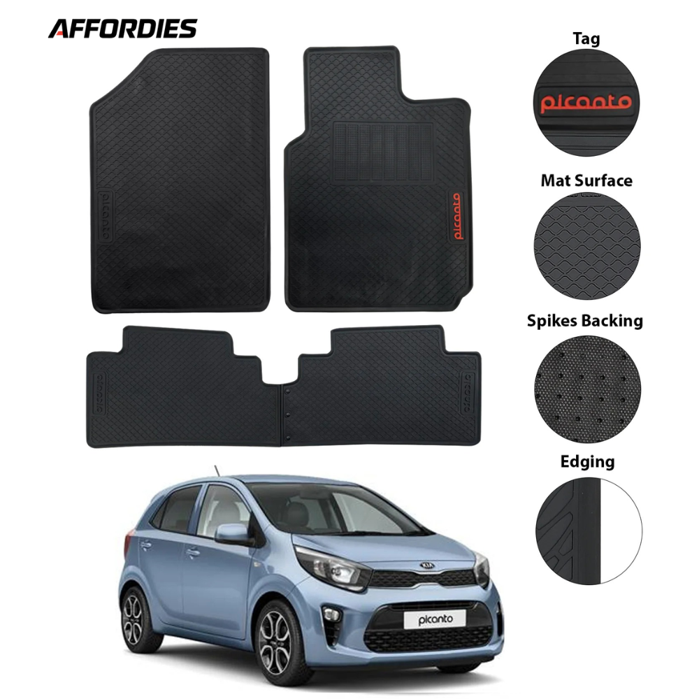 KIA Picanto 2019–Present Premium Latex Rubber Car Floor Mats