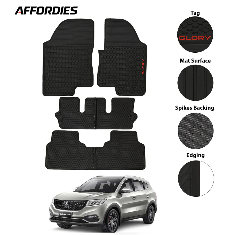 Prince DFSK Glory 580 2020–Present Premium Latex Rubber Car Floor Mats